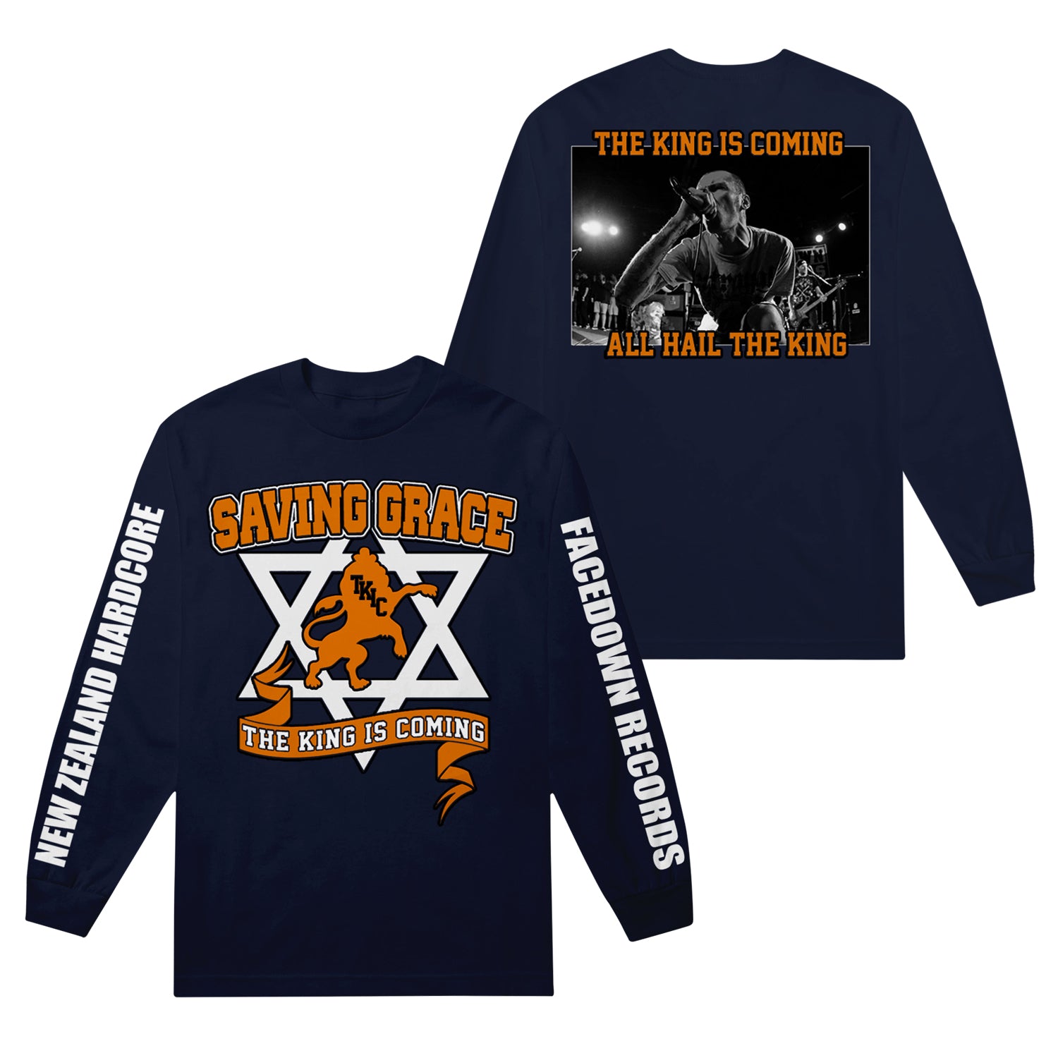 超安い The King Is Coming Navy - Long Sleeve – Facedown Records トップス