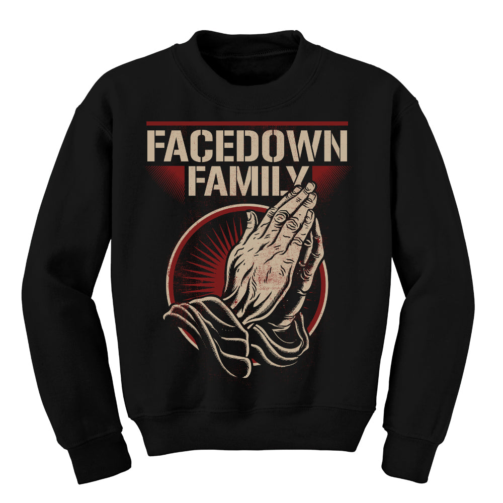 Facedown Family Praying Hands Black - Crewneck